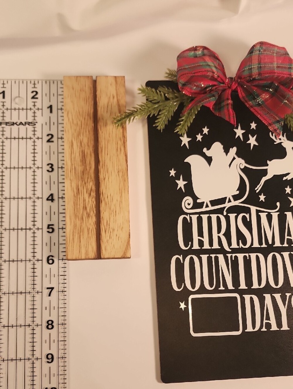 Christmas Countdown Chalkboard Sign with Red Plaid Bow - Picture 6 of 8